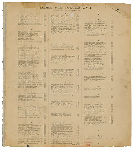 Index -- Plan from No. 1556 to 1655, Hexamer General Surveys, Volume 17