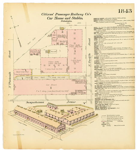 Citizen's Passenger Railway Co.'s Car House and Stables, Hexamer General Surveys, Volume 19