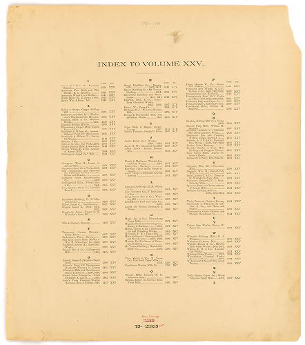 Index -- Plan from No. 2356 to 2455, Hexamer General Surveys, Volume 25