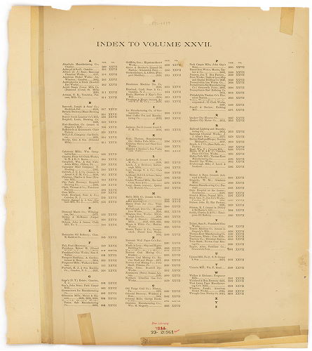 Index -- Plan from No. 2556 to 2655, Hexamer General Surveys, Volume 27