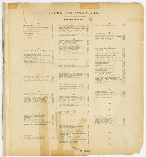 Index -- Plan from No. 756 to 855, Hexamer General Surveys, Volume 9