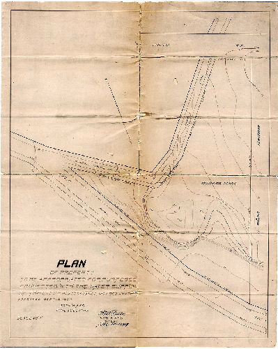 Plan, Plan of property to be appropriated for purposes connected with the water supply of the City , in accordance with ordinance approved Sept. 19, 1894. 38th Ward, Philadelphia. [Survey returned Dec. 18, 1899. No. 722 on reverse may refer to Survey District filing system]