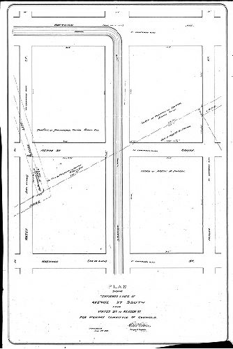 Plan, Plan showing confirmed lines of Avenue 37 South from Water St. to Meadow St. for Highway Committee of Councils