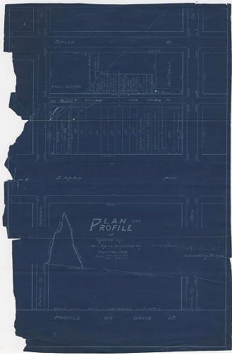 Plan, Plan and profile of Davis St., 13th St. to Ontario St. Sept. 28, 1893. 