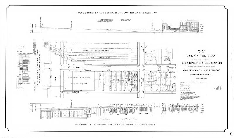 Plan, Plan for the use of the jury in the matter of the revision of a portion of Plan No. 58 made necessary by the construction of the Pennsylvania Ave. Subway. Fifteenth Ward, Philadelphia
