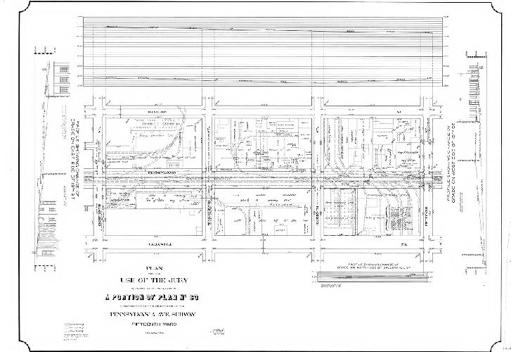 Plan, Plan for the use of the jury in the matter of the revision of a portion of Plan No. 63 made necessary by the construction of the Pennsylvania Ave. Subway. Fifteenth Ward, Philadelphia