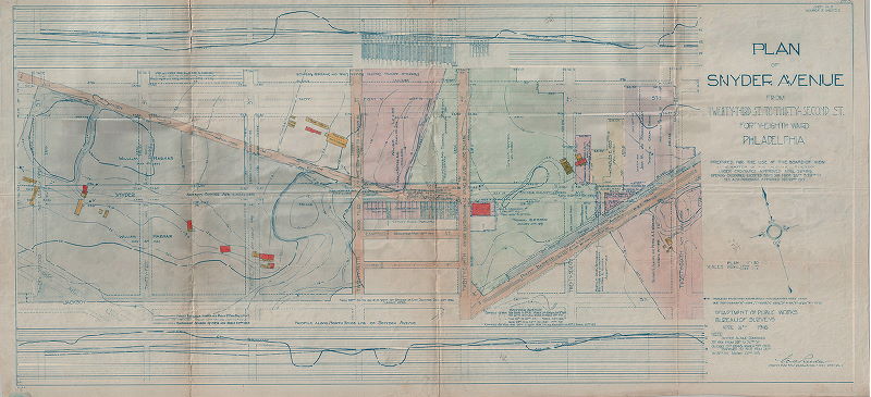 Plan, Plan of Snyder Avenue from Twenty-third to Thirty-second St., Forty-eight Ward, Philadelphia. Prepared for use of the Board of View in the matter of the opening thereof under ordinance approved April 26, 1915.