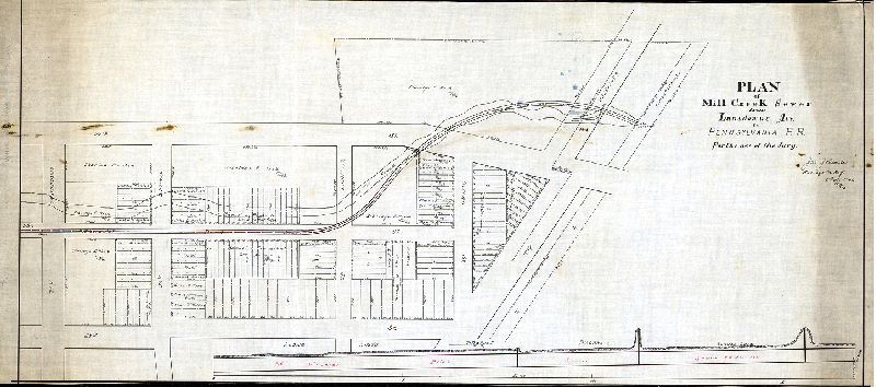 Plan, Plan of Mill Creek Sewer from Lansdowne Ave. to Pennsylvania R.R. For the use of the Jury. Oct. 3, 1893