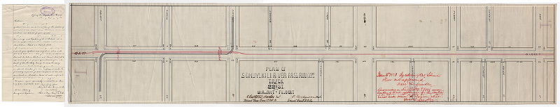 Plan, Plan of Schuylkill River Pass. R.W. Co.'s track on 22nd St. from Walnut to Filbert [With attached letter]