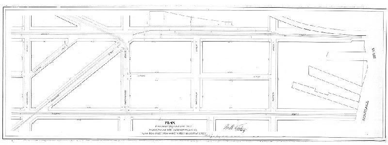 Plan, Plan of the Fairmount Park extension of the tracks of the Philadelphia and Darby Passenger Railway Co. along 32nd Street from Market Street to Chestnut Street