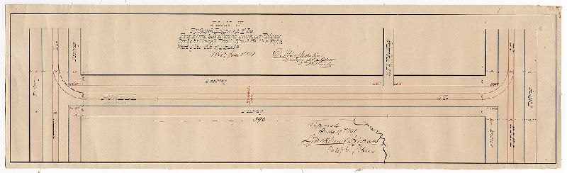 Plan, Plan of proposed extension of the Frankford & Southwark Passenger Railway Company through Powell Street in the Fifth Ward of the City of Philada. [Approved by Board of Surveyors June 17, 1861]