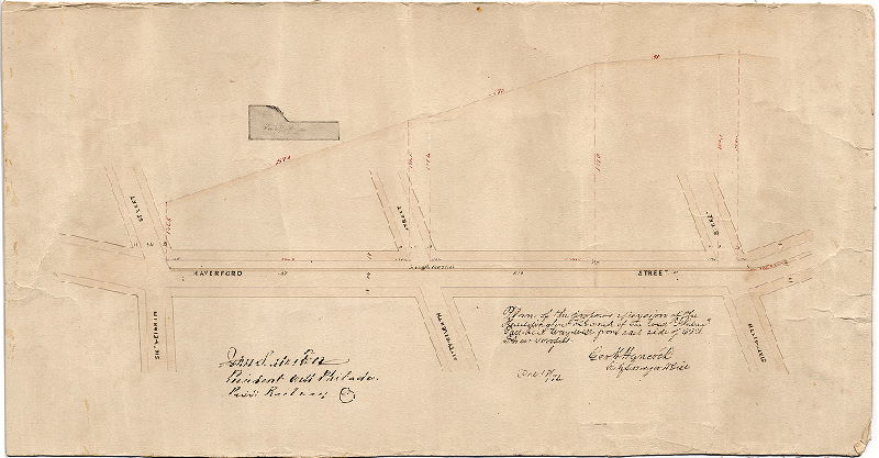 Plan, Plan of the proposed extension of the Haddington Branch of the West Philadelphia Pass. Rail Way, west from east side of 66th Street 1000 feet