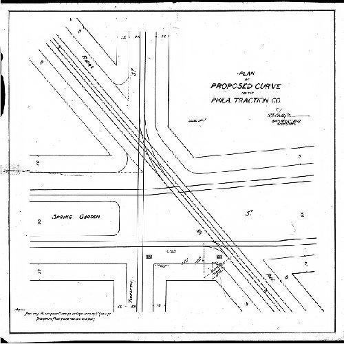 Plan, Plan of proposed curve for the Phila. Traction Co.