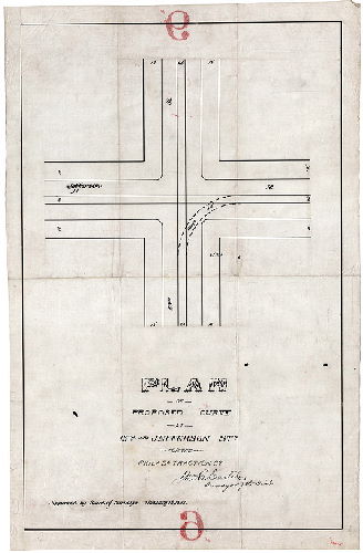 Plan, Plan of proposed curve at 13th and Jefferson Sts. for the Philada. Traction Co. [Approved by Board of Surveyors Jan. 18. 1890]