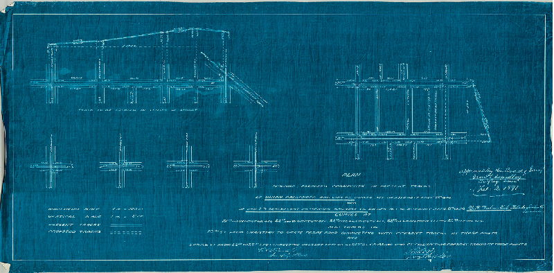 Plan, Plan showing proposed connection of present tracks of the Union Passenger Railway Co. … [and] of Phila. & Grays-Ferry Passenger Railway Co. Curves at [various locations, and] tracks on [various streets] [Approved Feb. 2, 1891]