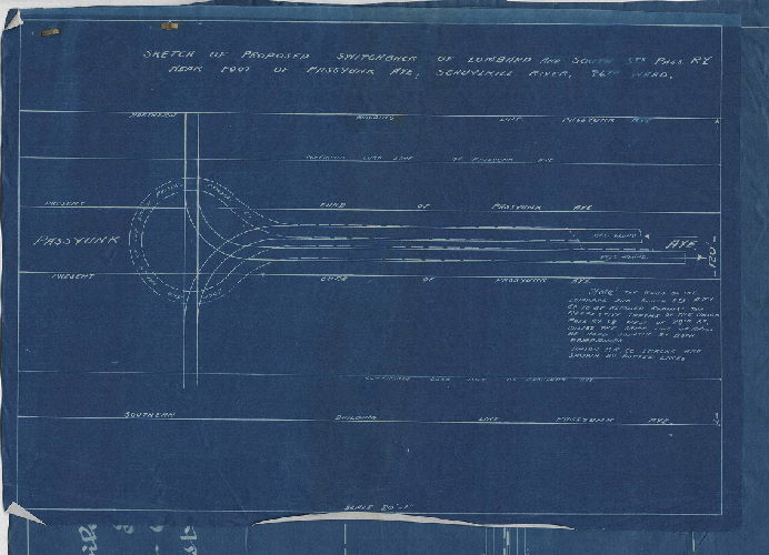 Plan, Sketch of proposed switchback of Lombard and South Sts. Pass. RY. near foot of Passyunk Ave., Schuylkill River, 26th Ward