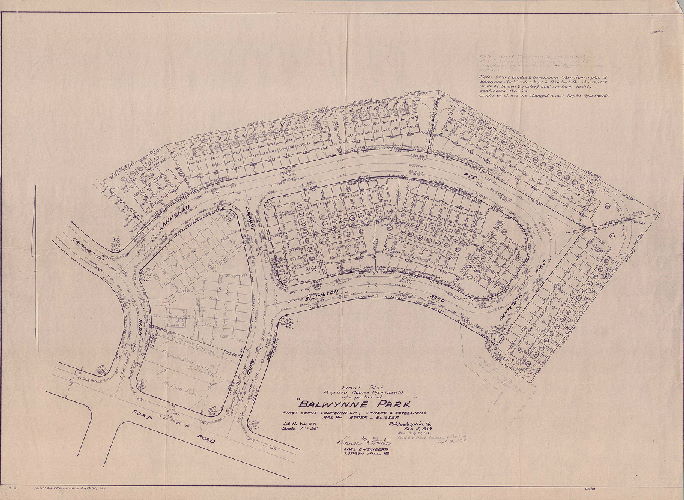 Plan, Final Plat. Proposed duplex apartments of a portion of "Balwynne Park" - First Lewis Corporation, Owners & Developers, Ralph Bodek, Builder. 24th Ward, Philadelphia, Pa. Feb. 5, 1959, revised July 22, 1959, Ford Rd. Block preliminary revision Sept. 14, 1959