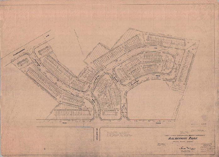 Plan, Final Plat, Section #2. First Lewis Corporation, Owners & Developers. Balwynne Park. Ralph Bodek, Builder. 24th Ward, Philadelphia, Pa. Sept. 6, 1956 [with four revisions to Jan. 12, 1957]