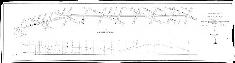 Plan, Plan and profile of Moyamensing Avenue from Fifth St. to Broad St. showing route of the Moyamensing Ave. and Penrose Ferry Road Passenger Railway Co., First Ward, Philadelphia. [Survey returned June 26, 1893; approved by Board of Surveyors Aug. 5, 1895]