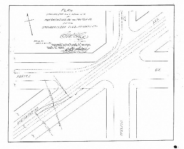 Plan, Plan showing proposed cross-over at Moyamensing Ave. and Porter St. fro the Southwestern Pass. Railway Co. [Approved by Board of Surveyors March 27, 1899]