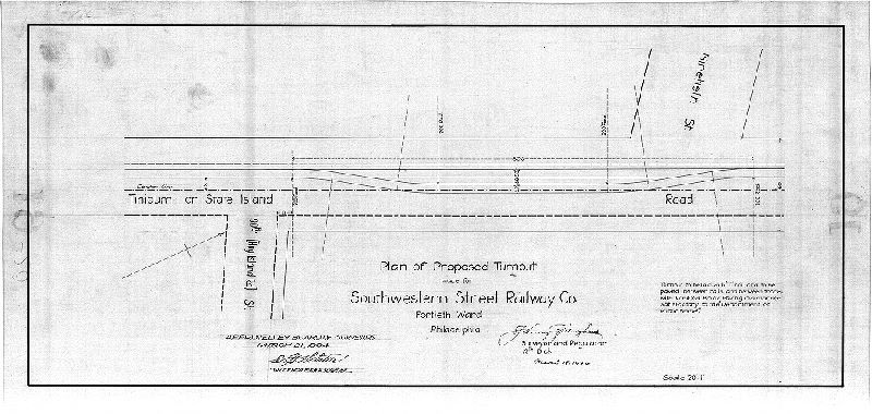 Plan, Plan of proposed turnout made for Southwestern Street Railway Co., Fortieth Ward Phila. [Approved by Board of Surveyors March 21, 1904]