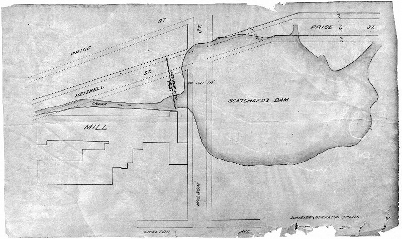 Plan, [No title. Scatchard's Dam, on Wingohocking Creek.]