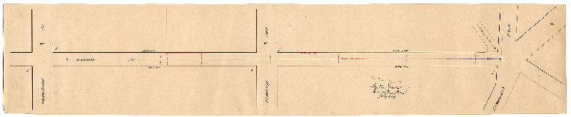Plan, [Handwritten title on reverse: "Plan showing location of cemetery wall." Shows Haines St. from Mansfield St. to Limekiln Pike. Refers to Philadelphia National Cemetery, located at E. Haines St. and Limekiln Pike. Mansfield Street is no longer on the City Plan at this location.] 