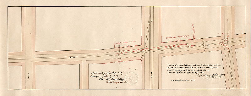 Plan, Plan of proposed siding on the north side of Green Street in front of the property of the Philada. and Reading Rail-Road Company, and curves at Eighth Street [Ordinance July 1, 1879; survey returned July 19, 1879; approved July 21, 1879]