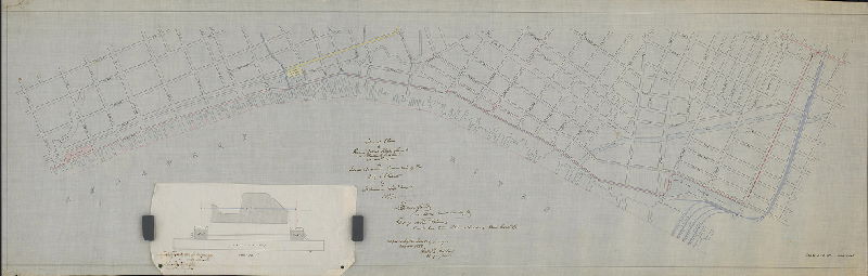 Plan, General plan of the Riverfront Rail Road and Reading R.R. Extension, as authorized by Select & Common Councils of the City of Philada by ordinance app'd. May 31st 1877. Approved by Board of Surveyors June 4th, 1877