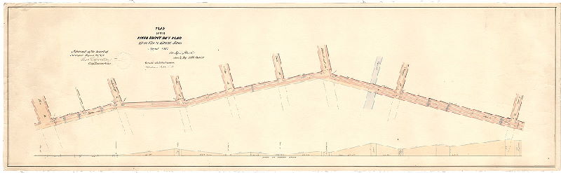 Plan, Plan of the River Front Railroad from Vine to Laurel Street, August 1877. [Approved August 20, 1877]