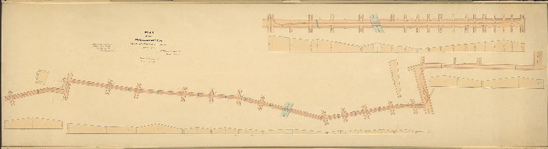 Plan, Plan of the River Front Railroad from Laurel St. to Trenton Ave, approved August 1877 [Approved by Board of Surveyors August 20, 1877]