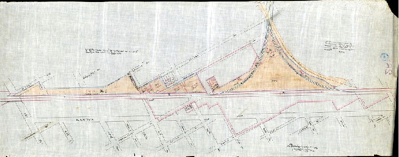Plan (alternate image), [No title on plan. From City Archives RG 90.14 Index, p. 354: "Plan showing property of Connecting Railroad transferred to P.R.R. [Pennsylvania Railroad]"]