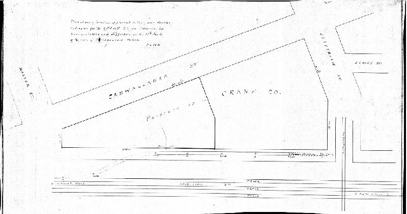 Plan, Plan showing location of present siding and desired extension for the Crane Co. on American St. between Master and Jefferson in the 17th Ward of the City of Philadelphia, Penna.