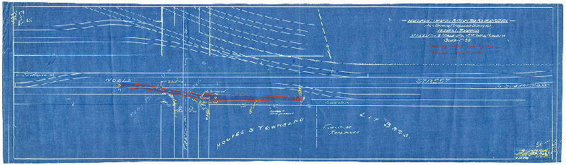 Plan, Northern Liberties & Penn Twp. Br. of P. & R. Ry. Plan showing proposed siding for Hoopes & Townsend at Twelfth & Noble Sts, 14th Ward, Phila. Pa. [Ordinance Dec. 4, 1909; approved by Board of Surveyors Jan. 27, 1910]