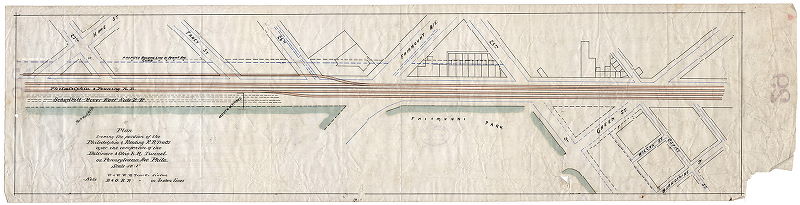 Plan, Plan showing the position of the Philadelphia & Reading R.R. tracks after the completion of the Baltimore & Ohio R.R. Tunnel on Pennsylvania Ave., Phila.