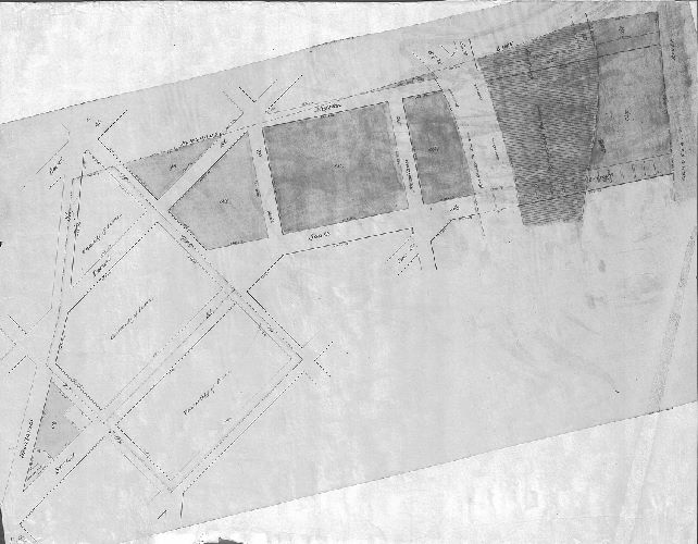 Plan, [No title. Plan showing City of Philadelphia property on the north side of the west approach to the South Street Bridge. 