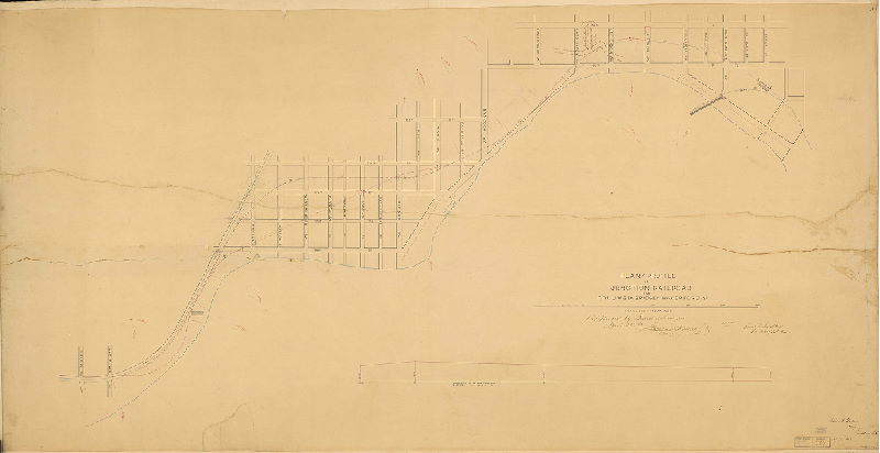 Plan (alternate image), Plan and profile of Junction Railroad from Columbia Bridge to Haverford St. [Survey returned April 1862; approved by Board of Surveyors April 21, 1862]