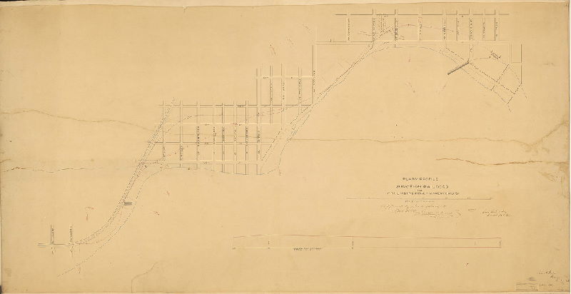 Plan, Plan and profile of Junction Railroad from Columbia Bridge to Haverford St. [Survey returned April 1862; approved by Board of Surveyors April 21, 1862]