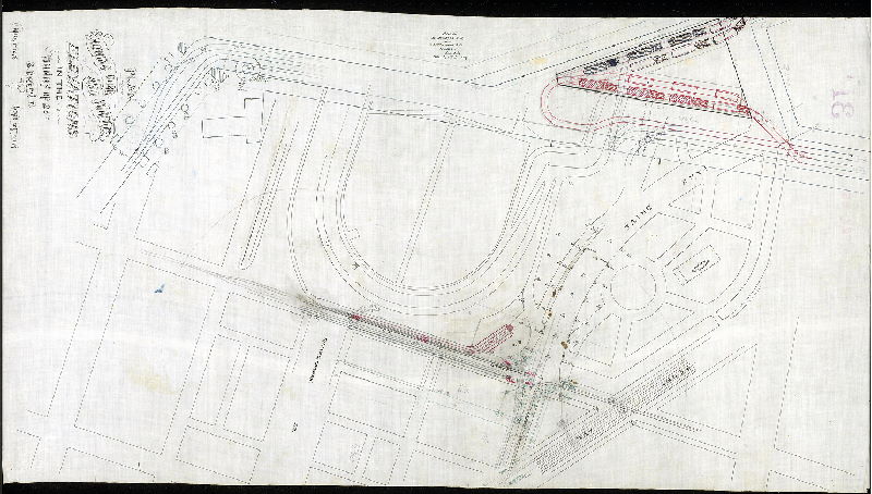 Plan (alternate image), Plan of People's [Passenger] R.R. and Hestonville [Passenger} R.R. tracks. July 7, [18]81, taken by S. Smedley [Plan also includes unrelated title block relating to Green St. - indicating that this was a draft and not a final survey]