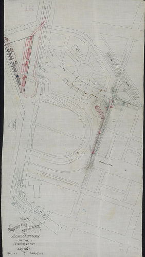 Plan, Plan of People's [Passenger] R.R. and Hestonville [Passenger} R.R. tracks. July 7, [18]81, taken by S. Smedley [Plan also includes unrelated title block relating to Green St. - indicating that this was a draft and not a final survey]