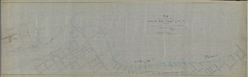 Plan, Plan showing location of Schuylkill River East Side R.R. between Chestnut St. and Chester Br. Of P & R. R.R. [Ordinance July 3, 1885, section 16; survey returned Aug. 14, 1885. RC-34-e is companion to this plan]