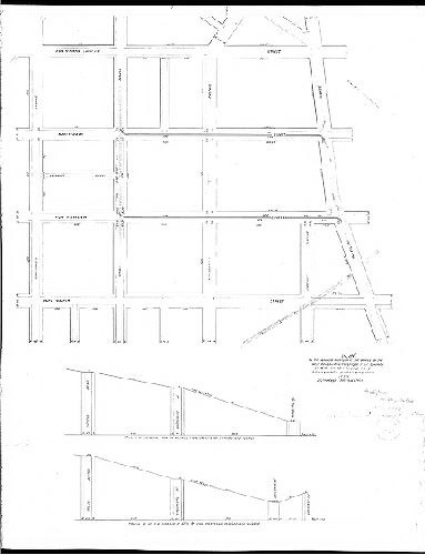 Plan, Plan of the proposed extension of the tracks of the West Philadelphia Passenger R.W. Company on 46th and 47th Streets from Chester Avenue to Woodland Avenue in the 27th Ward, Philadelphia [Survey returned April 29, 1889; approved by Board of Surveyors July 1, 1889]
