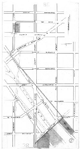 Plan, [No title. Temporary tracks of Lehigh Ave. Railway Co. on Lamb Tavern Road (or Margie St.), Glenwood Ave., Somerset St. and Park Ave.]