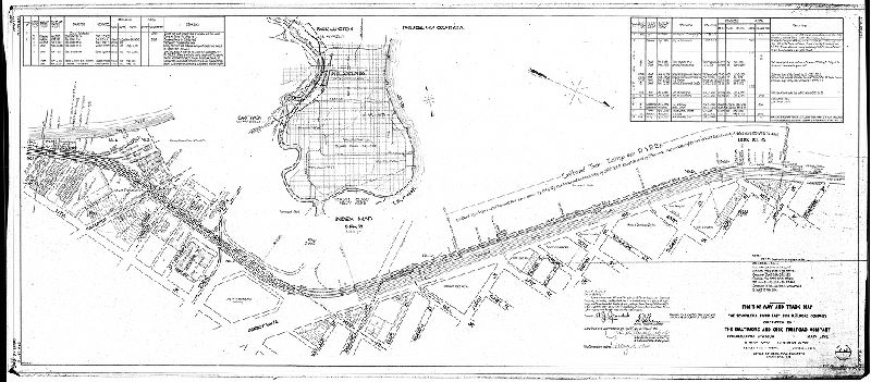 Plan, Right-of-way and track map. The Schuylkill River East Side Railroad Company, operated by the Baltimore and Ohio Railroad Company. Philadelphia Division, Main Line. Station 0+00 to Station 52+60. Office of Valuation Engineer, Baltimore, Md.