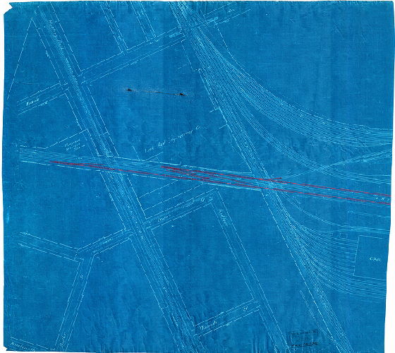 Plan, [No title. From Railroad Plan Index (City Archives Record Group 90.14), p. 356, and on reverse: "Pennsylvania Railroad - Philadelphia, Germantown and Chestnut Hill Railroad. Proposed crossing of 4th track over Hunting Park Ave. at Nicetown Station. Filed Oct. 3, 1901"]