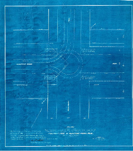 Plan, Plan made for "The Twenty-second St. and Allegheny Ave. Pass. R'y Co." showing proposed temporary loop at the intersection of Pulaski Ave. & Hunting Park Ave., Twenty-eighth Ward, Philadelphia [Approved by Board of Surveyors Feb. 5, 1894]