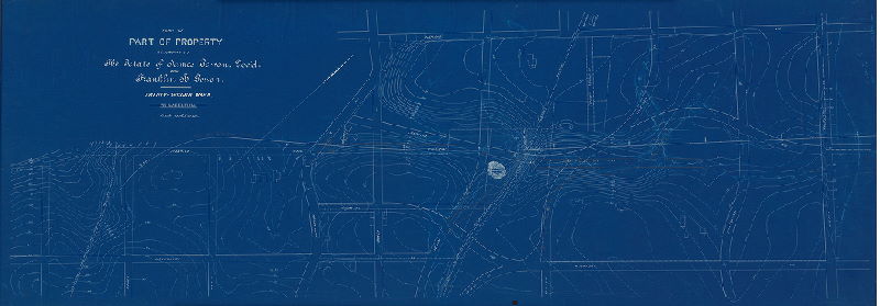 Plan, Plan of part of property belonging to the Estate of James Gowen, Dec'd. and Franklin B. Gowen, Twenty-second Ward, Philadelphia [Shows Fort Washington Railroad added in colored pencil]