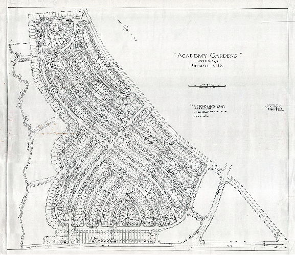 Plan, Academy Gardens, 35th Ward, Philadelphia, PA. Plan prepared for McCloskey Homes Inc.