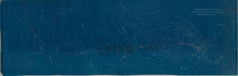 Plan, Gravity R.R. Fairmount Park, Philada. Map showing revised location of the line from Belmont Ave. to point beyond Lansdowne Valley. Drawing No. 18106, Wilson Brothers & Co. 