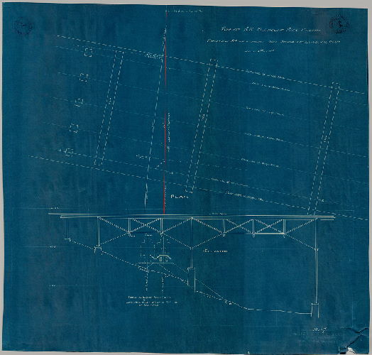 Plan, Gravity R.R. Fairmount Park, Philada. Crossing of R.R. under present bridge over Lansdowne Valley. Drawing No. 18107 Wilson Brothers & Co.